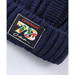 Babyhug Woollen Cap Gloves With Muffler Blue - Cap Diameter 10 cm
