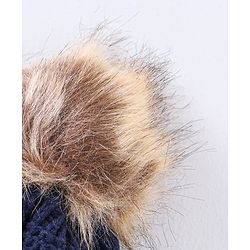 Babyhug Woollen Cap Gloves With Muffler Blue - Cap Diameter 10 cm