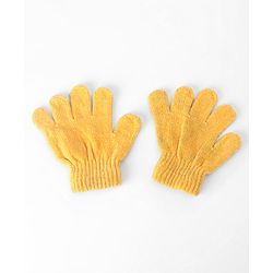 Babyhug Woollen Checks Cap & Muffler With Gloves Yellow - Diameter 11 cm