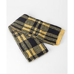 Babyhug Woollen Checks Cap & Muffler With Gloves Yellow - Diameter 11 cm