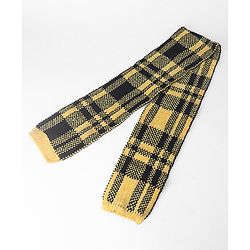 Babyhug Woollen Checks Cap & Muffler With Gloves Yellow - Diameter 11 cm