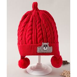 Babyhug Woollen Cap Red - Diameter 11 cm