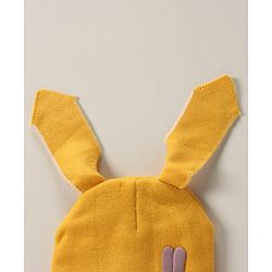 Babyhug Cotton Woollen Cap Yellow - Diameter 11 cm