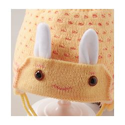 Babyhug Cap With Bunny Face Motif Yellow - Diameter 12 cm