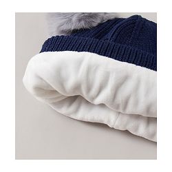 Babyhug Woolen Cap Bear Embroidery Blue - Diameter 14 cm