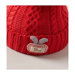 Babyhug Woollen Cap With Pom Pom Orange - Diameter 7.5 cm