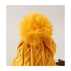 Babyhug Woollen Cap With Pom Pom Yellow - Diameter 10 cm