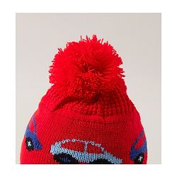 Babyhug Cap with Pom Pom Car Print Red - Diameter 12 cm