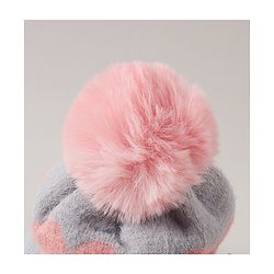 Babyhug Pom Pom Winter Cap Heart Print Grey - Diameter 9.5 cm