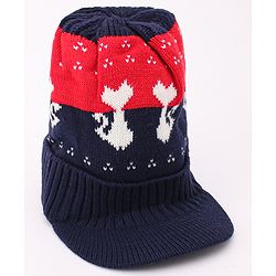 Babyhug Woollen Cap Blue - Diameter 44 cm (Stretchable)