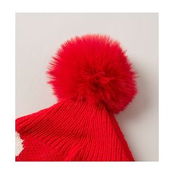 Babyhug Winter Caps With Pom Pom Red - Diameter 14 cm