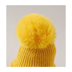 Babyhug Pom Pom Winter Cap Yellow - Diameter 11.5 cm