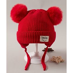 Babyhug Woollen Tie Knot Cap - Red