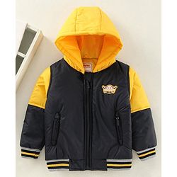 Babyhug Full Sleeve Color Block Hoodie  - Yellow