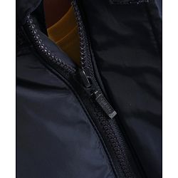 Babyhug Full Sleeves Quilted Hooded Jacket Text Badge - Navy Blue