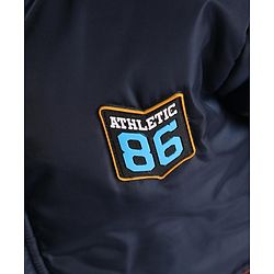 Babyhug Full Sleeves Quilted Hooded Jacket Text Badge - Navy Blue