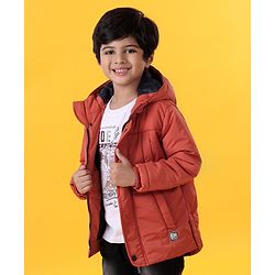 Babyhug Full Sleeves Hooded Padded Jacket - Red