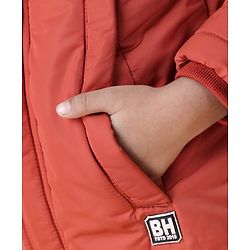 Babyhug Full Sleeves Hooded Padded Jacket - Red