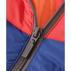 Babyhug Full Sleeves Hooded Padded Jacket  Let's Race Embroidery - Red Silver