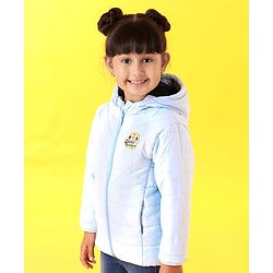 Babyhug Full Sleeves Hooded Quilted Jacket - Blue
