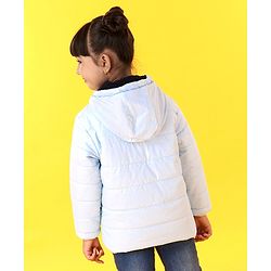 Babyhug Full Sleeves Hooded Quilted Jacket - Blue