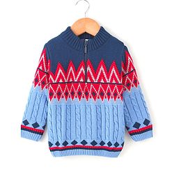 Babyhug Full Sleeves Jacquard Sweater - Multicolor