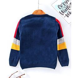 Babyhug Full Sleeves Sweater Text Print - Blue