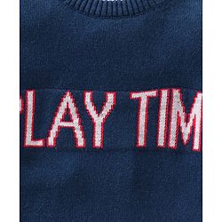 Babyhug Full Sleeves Sweater Text Print - Blue