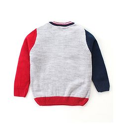 Babyhug Full Sleeves Pull Over Sweater with Bear Patch - Grey