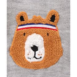 Babyhug Full Sleeves Pull Over Sweater with Bear Patch - Grey