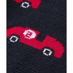 Babyhug Full Sleeves Pullover Sweater Car Print - Navy Blue