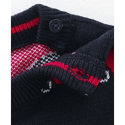 Babyhug Full Sleeves Pullover Sweater Car Print - Navy Blue