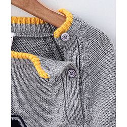 Babyhug Full Sleeves Pullover Colorblock Sweater Dino Print - Red Grey