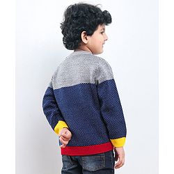 Babyhug Full Sleeves Color Block Sweater - Blue