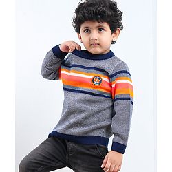 Babyhug Full Sleeves Color Block Sweater - Blue