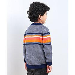 Babyhug Full Sleeves Color Block Sweater - Blue