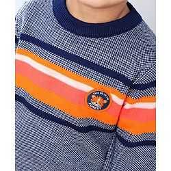 Babyhug Full Sleeves Color Block Sweater - Blue