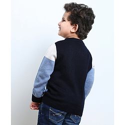 Babyhug Full Sleeves Checks Pattern Sweater - Blue