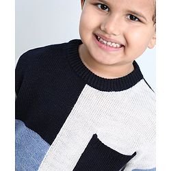 Babyhug Full Sleeves Checks Pattern Sweater - Blue
