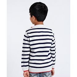 Babyhug Full Sleeves Pullover Sweater Stripes - White