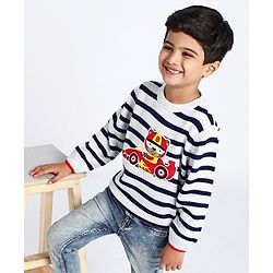 Babyhug Full Sleeves Pullover Sweater Stripes - White