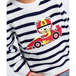 Babyhug Full Sleeves Pullover Sweater Stripes - White