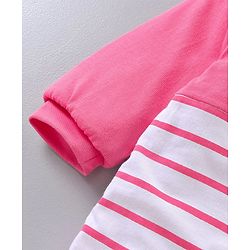 Babyhug Full Sleeves Romper With Bow Applique - Pink