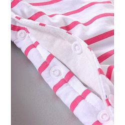 Babyhug Full Sleeves Romper With Bow Applique - Pink