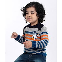 Babyhug Full Sleeves Sweater Striped - Multicolor