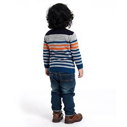 Babyhug Full Sleeves Sweater Striped - Multicolor