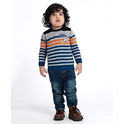 Babyhug Full Sleeves Sweater Striped - Multicolor