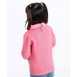 Babyhug Full Sleeves Sweater Striped - Pink