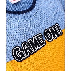 Babyhug Full Sleeves Color Block Sweater - Blue Yellow