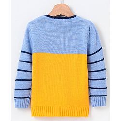 Babyhug Full Sleeves Color Block Sweater - Blue Yellow